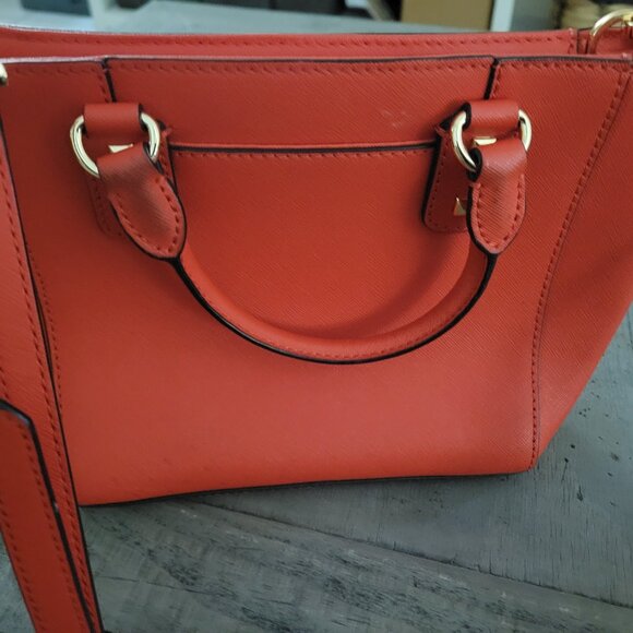 Tangerine Studded Small Crossbody Tote Bag – Structured Faux Leather - Picture 2 of 4